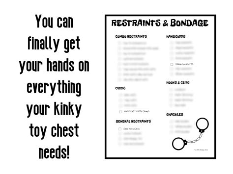 BDSM Checklist for Dom Sub Sex Toys, Kink Fetish Gear Ideas List, Sexy