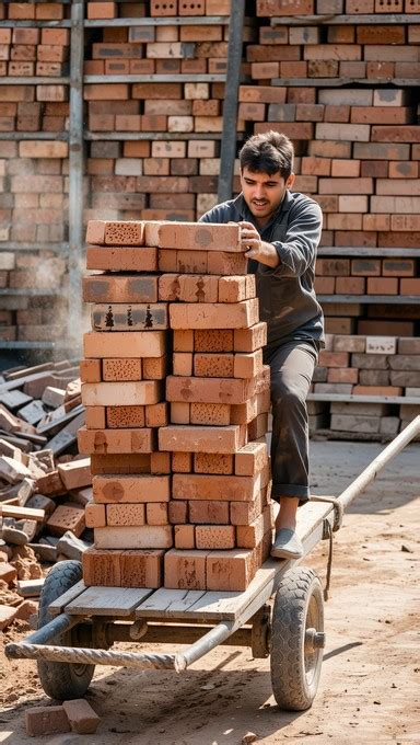 transporting clay bricks image laborer worker bricks