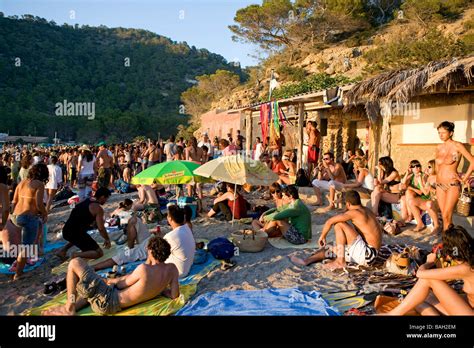 Spain, Balearic Islands, Ibiza island, Benniras beach, during summer, drum concerts are taking ...