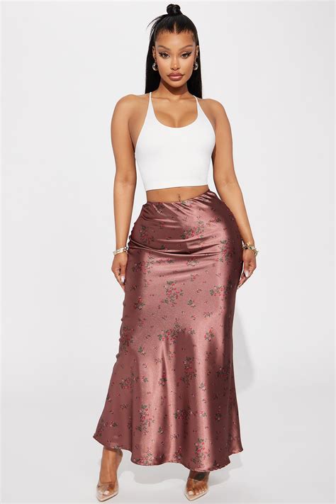 Buy Myself Flowers Satin Maxi Skirt - Copper | Fashion Nova