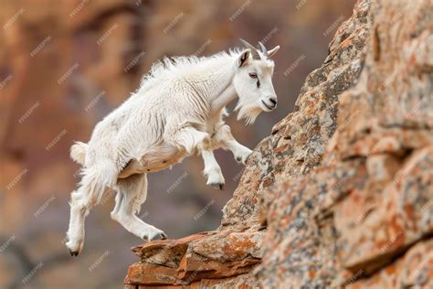 majestic mountain goat climbing steep rocky cliff  natural wildlife