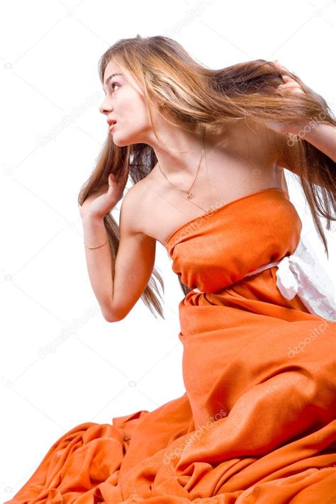 Model in orange dress — Stock Photo © alenkasm #1246269