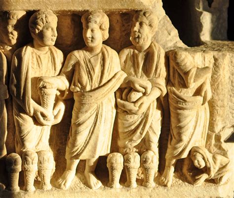 The "Dogmatic Sarcophagus": Detail, the loaves and fishes, Lazarus