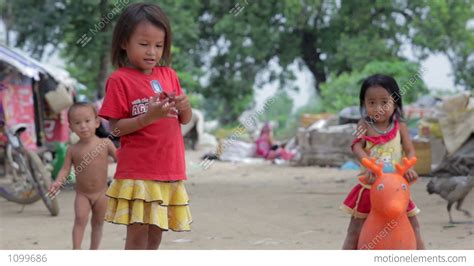 Kids In Cambodian Slums Stock video footage | 1099686