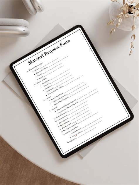 materials request form  small businesses contractors