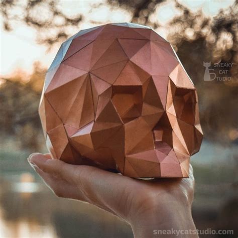 Skull - 3D Papercraft template Digital pattern for printing - Inspire ...