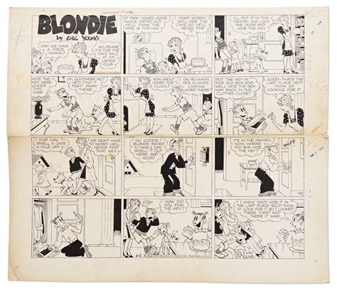 Lot Detail - Chic Young Hand-Drawn ''Blondie'' Sunday Comic Strip From