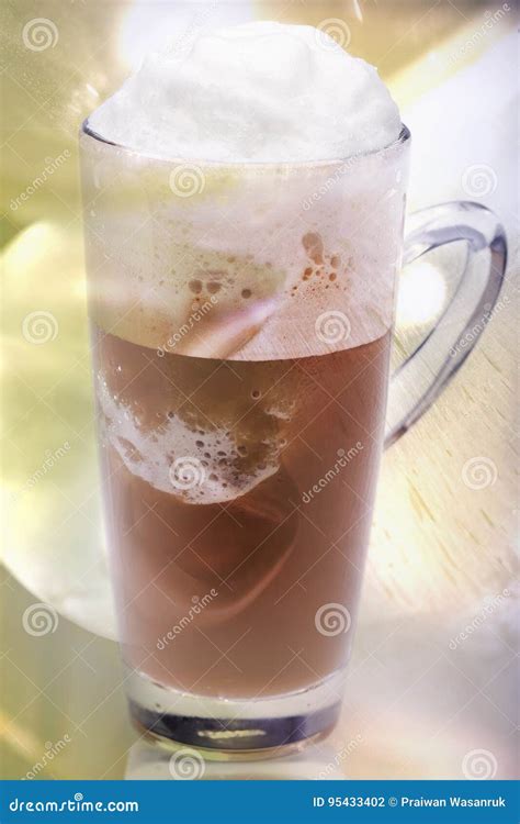 ice cappuccino coffee stock photo image  cream coffee