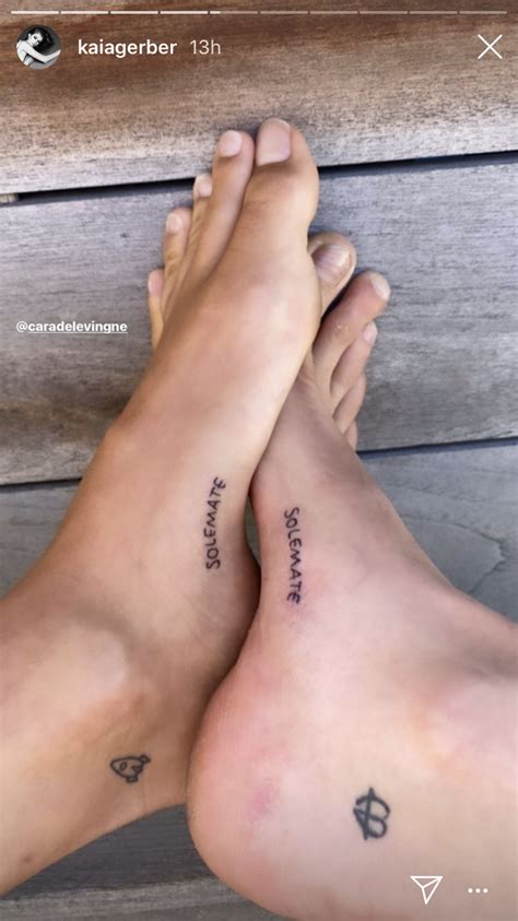 Solemates: Kaia Gerber reveals matching foot tattoo with Cara