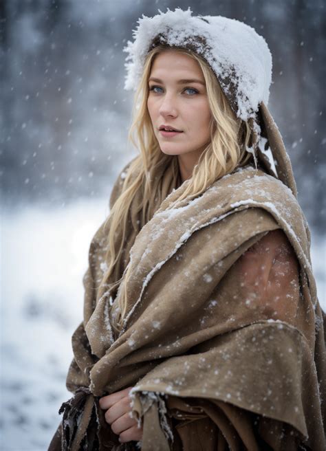 Lexica - An Anglo-Saxon beautiful blonde woman in tattered rags braving