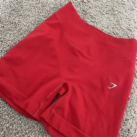 womens red gymshark sweat seamless sculpt shorts depop