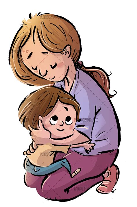 Madre abrazando a su hijo - Ilustraciones de Cuentos Infantiles