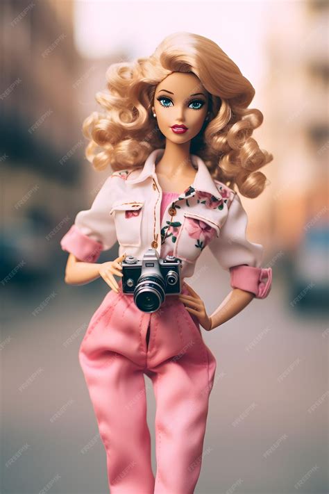 Premium AI Image | Vintage barbie doll with camera Retro vibe concept