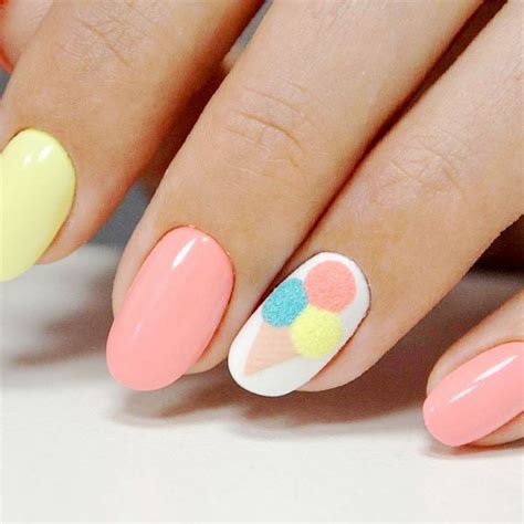 summer nail art designs for short nails with ice cream #summer #nails # ...