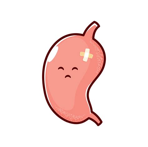 Cartoon sick stomach organ character, abdomen pain 24359664 Vector Art