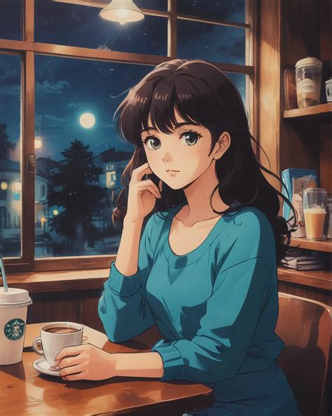 Relaxing night at coffee shop.