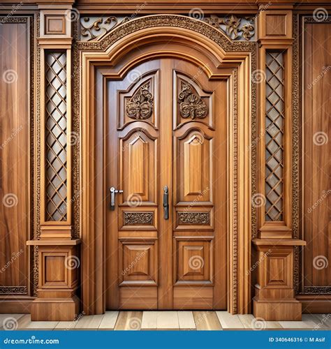 Door Design Features Natural Textures Stock Illustration - Illustration