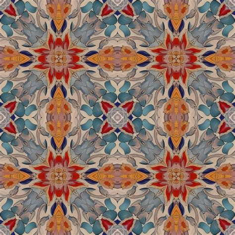 Premium Photo | Seamless pattern with mandalas in blue and red colors