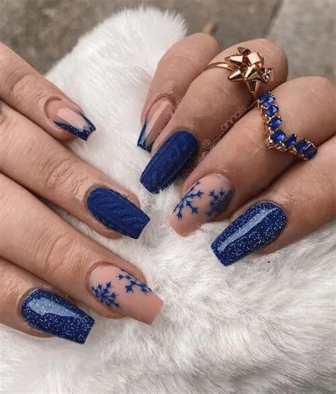 50+ Trendy Winter Blue Nail Designs [2024]: Navy Blue, Icy Blue And ...