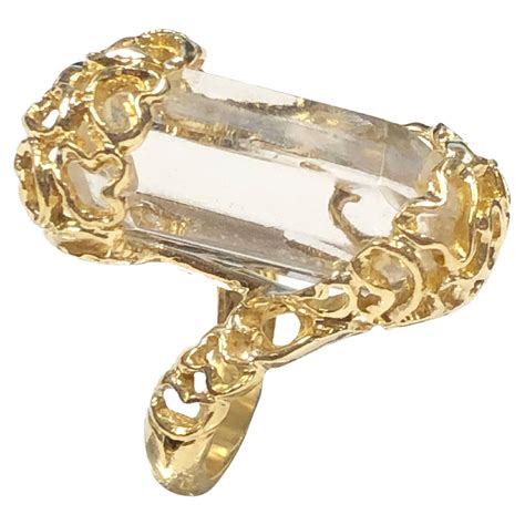 Modernist Gold and Rock Crystal Ring, Finland, 1966 For Sale at 1stDibs