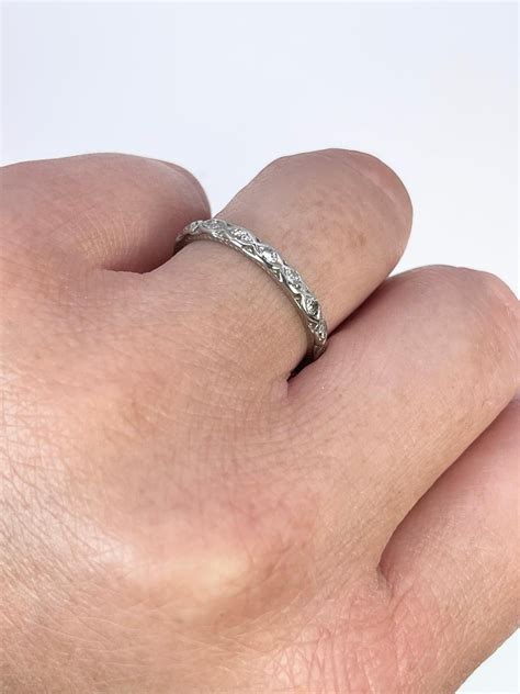 Marquise Wedding Band Platinum Antique Wedding Band Classic Style For