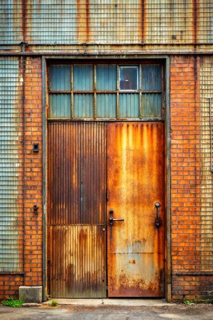 rusted iron door  warehouse premium ai generated image