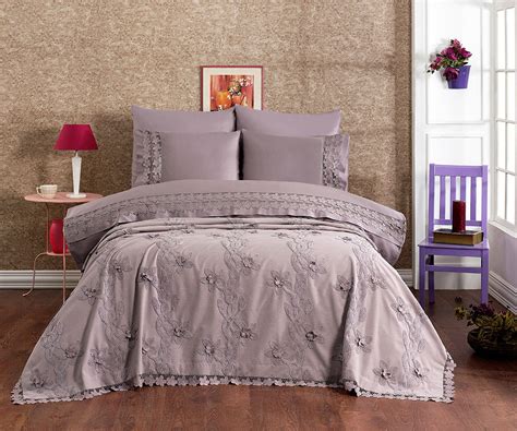 2 сп. Евро Постельное Белье с Покрывалом PIKE 240x260 см Nevresim PIKE ...
