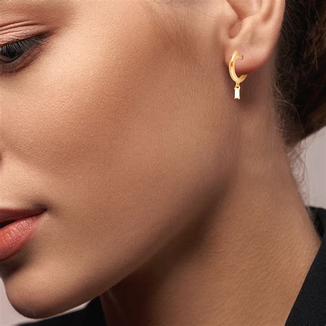 Baguette Charm Hoop Earrings - Rare Sparkle