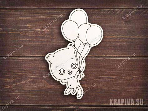 Заготовка под значок Кот летит на шариках zag-zn-cat-baloon купить в ...
