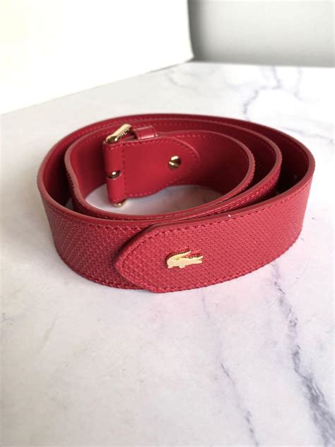 Lacoste Premium Chantaco Coated Red Leather Belt, Women's Fashion ...