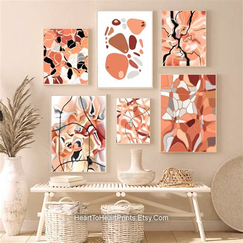 Orange Abstract Gallery Wall Art Set of 9 PRINTABLE Burnt - Etsy