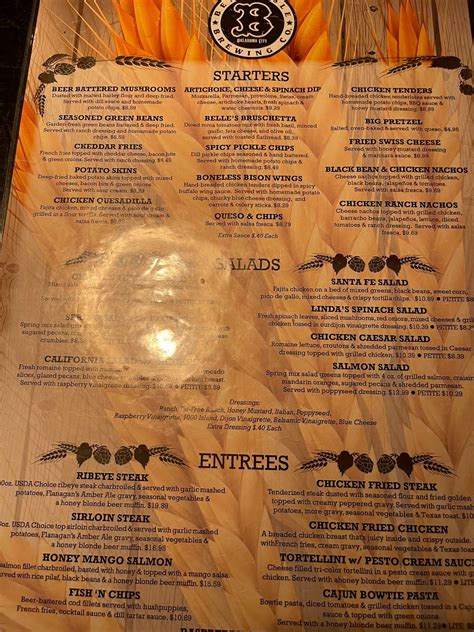 Menu at Belle Isle Restaurant & Pub, Oklahoma City