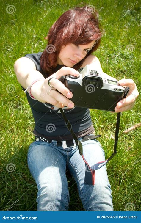 Young woman self portrait stock image. Image of edgy, determined - 2825545