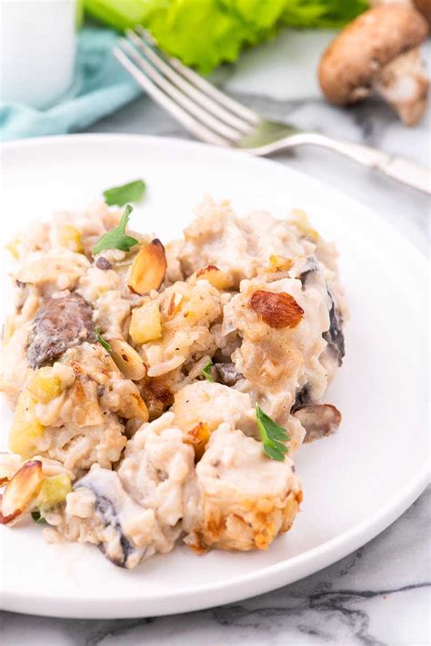Mushroom Gruyere Chicken and Rice Casserole - xoxoBella
