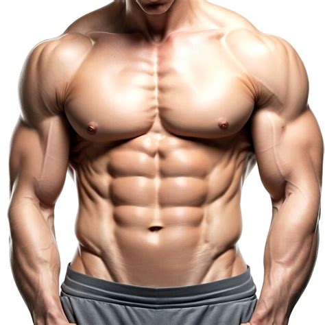 Fit body strong abs and belly with six pack on white background ...