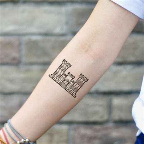 army engineer castle military temporary tattoo sticker ohmytat