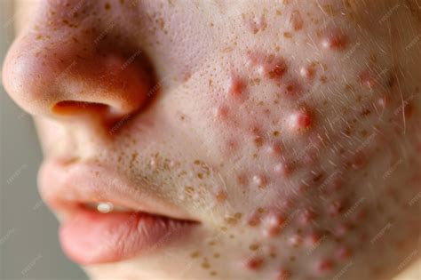 acne skin emphasizing  natural oils raised pustules   healing