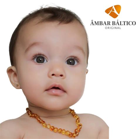 Colar De Âmbar Bebê - Colar de âmbar bebé barroco mel polido - 33 cm - Âmbar Báltico Original