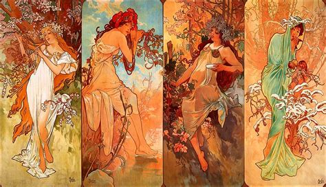 Four Seasons Painting by Alphonse Mucha - Pixels