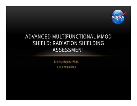 advanced multifunctional mmod shield radiation shielding assessment