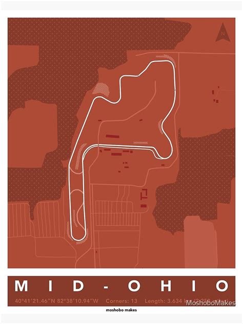 "Mid-Ohio Sports Car Course | Track Map for Poster Wall Art | Formula 1 ...