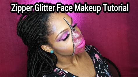 Halloween Zipper Glitter Face Makeup Tutorial - YouTube