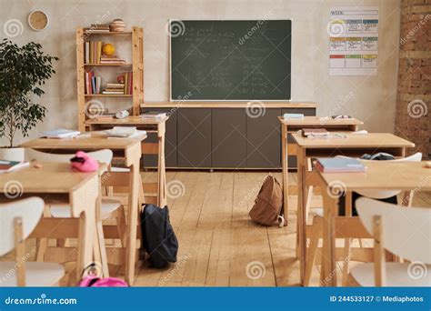 Empty Classroom Background stock image. Image of wall - 244533127