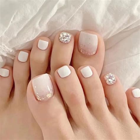 Amazon.com: MISUD Press on Nails - Toe Glue on Nails with Bling Glitter