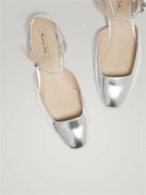 CRACKED-EFFECT LEATHER BALLERINAS - Women - Massimo Dutti | Обувь