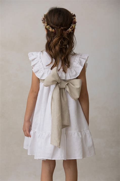 Vestido Lino Blanco Corte Imperio | Ceremonia niña