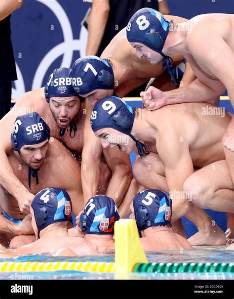 Tokyo, Japan. 8th Aug, 2021. Members of Team Serbia cheer during the ...