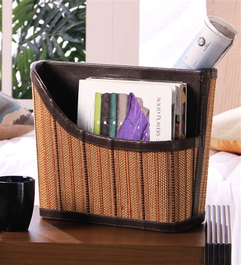 Buy Multicolour Brown Faux Leather & Chic Magazine Holder by Kraftsmen