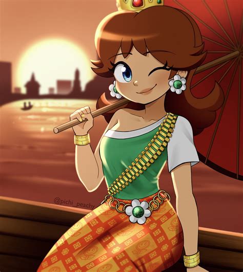 princess daisy and princess daisy (mario and 2 more) drawn by pichi
