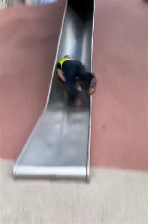 Boston cop hurt after launching off massive park slide in viral video